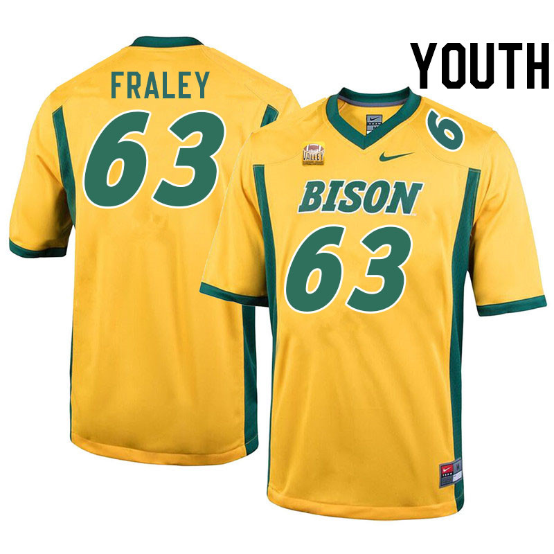 Youth #63 Trent Fraley North Dakota State Bison College Football Jerseys Stitched-Yellow